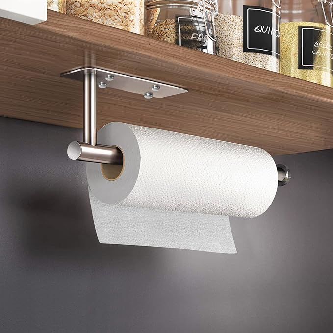 VAEHOLD Self Adhesive Paper Towel Holder Under Cabinet Mount, Wall Mounted - Image 2