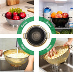 3PCS Three Colors Mix Colander Set, 3QT Black & 4QT Silver & 5QT Gold, - Image 5