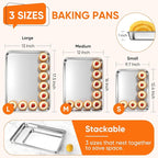 LIANYU Baking Sheet Pans Set of 3, Stainless Steel Cookie Sheets - Image 2