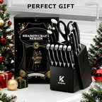 Kitchen Knife Set with Block: 15-Piece German Stainless Steel with Dual - Image 6