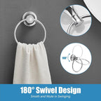 RUMOSE Toilet Paper Holder and Hand Towel Ring Polished Chrome Wall Mount - Image 3