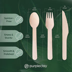 PURPLECLAY Wooden Disposable Utensils Set, Plastic-Free Cutlery - Image 4