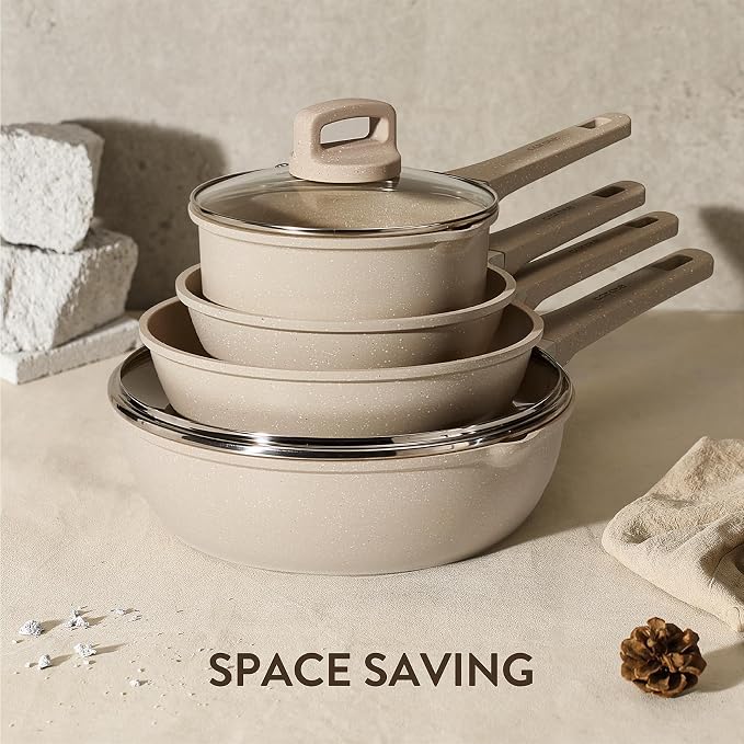 CAROTE 10Pcs Pots and Pans Set Nonstick, Induction Cookware Sets, NonStick - Image 5