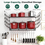 Housolution Pot Rack Wall Mounted, 3 Level Height Adjustable, 2 Tier Heavy Duty - Image 2