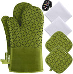 KEGOUU Oven Mitts and Pot Holders 6pcs Set, Kitchen Oven Glove High Heat by KEGOUUOvenMitt