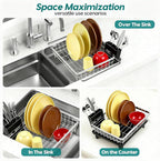 MERRYBOX Stainless Steel Dish Drying Rack, Expandable Dish Drainers - Image 9