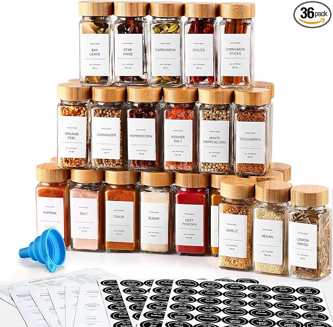 DWTS DANWEITESI 36 Pcs Glass Spice Jars - 4oz by DWTSDANWEITESI
