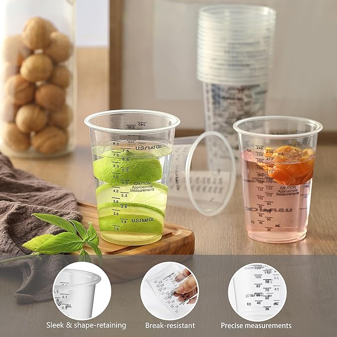 20pcs 8oz Graduated Clear Plastic Measuring Mixing Cups - Image 3