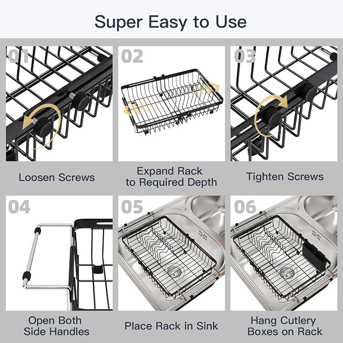 MAJALiS Expandable Stainless Steel Over The Sink Dish Drying Rack - Image 10