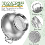 Bokon 3 Pcs Stainless Steel Colander Set Colander Bowl and Sieves 1/3/5 Quart - Image 3