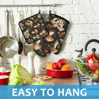 Watercolor Forest Mushroom Oven Mitts and Pot Holders Sets Heat Resistant 4Pcs - Image 4
