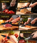 Knife Set, 8 Pieces Kitchen Knife Block Sets, High Carbon German Stainless Steel - Image 4
