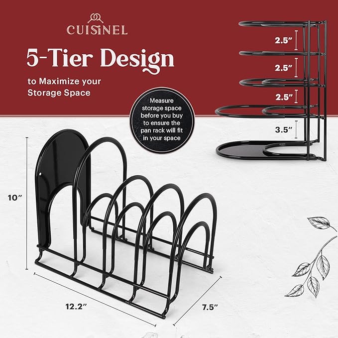 Pan Organizer - Silicone-Coated Non-Slip 12" Heavy Duty Skillet Rack - Kitchen - Image 3