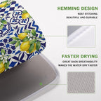Lemon and Blue Tile Dish Drying Mat 16x18 Inch Absorbent Reversible Mexican - Image 4