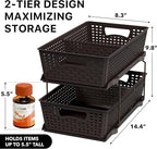 Simple Houseware 2 Tier Bathroom Organizer Tray Pull-Out Sliding Drawer - Image 2