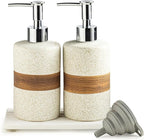 2-Pack Ceramic Soap Dispensers Set, Includes Stainless Steel Pump, Silicone by Cormomu