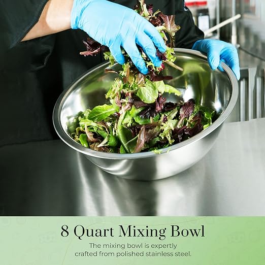 OCS Parts 8 Quart Mixing Bowls | Set of 4 | 13.25-Inch Stainless Steel - Image 8