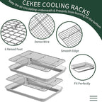 Half Sheet Pans with Rack Set, CEKEE Stainless Half Size Large Baking Sheets - Image 4