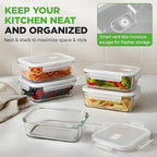 NutriChef 10-Piece Superior Glass Food Storage Containers Set, Stackable - Image 6
