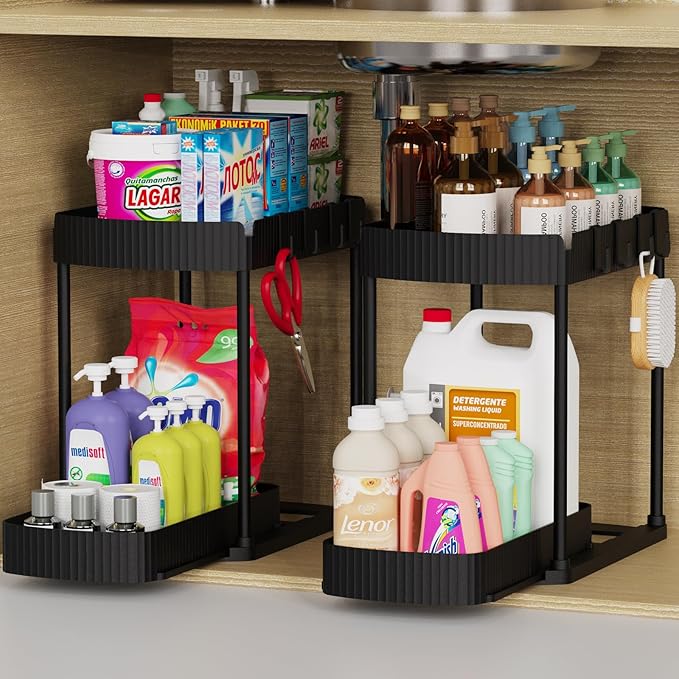 Ukeetap 2 Pack Multi-Purpose Pull-Out Storage Organizers, Under Sink Organizers by ukeetap