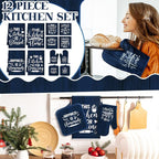 12 Pcs Farmhouse Kitchen Decor Sets 4 Blue Kitchen Hand Towels 4 Dish Clothes 2 - Image 2