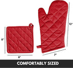 Oven Mitt + Pot Holder 100% Cotton Heat Resistant Kitchen Oven Gloves & Hot Pads - Image 2