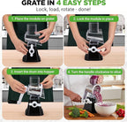 Nutrichef 3 in 1 Cheese Grater & Shredder | Strong Suction Base, Rotary Handle - Image 2