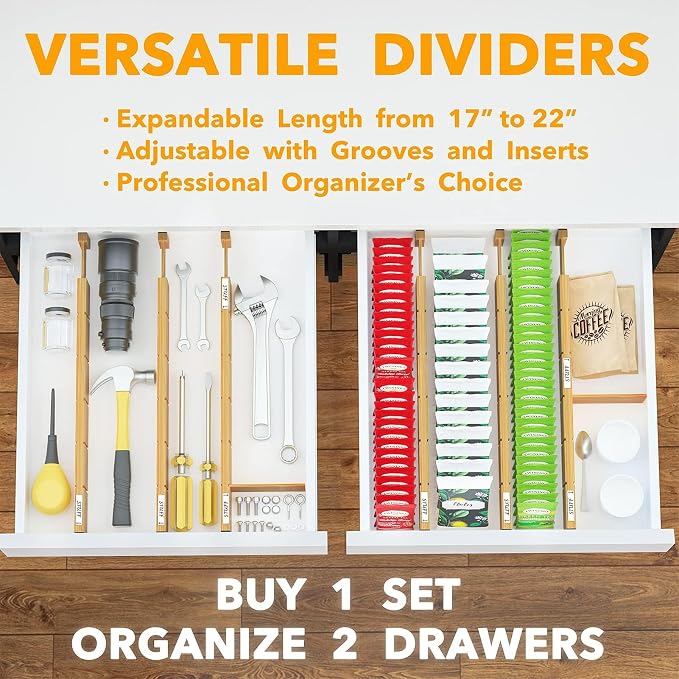 SpaceAid Bamboo Drawer Dividers - Image 7