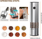 Mini Electric Salt and Pepper Grinder Stainless steel, USB Rechargeable - Image 2