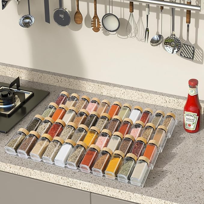 Suneerplay Spice Drawer Organizer 8 Tier, Acrylic Seasoning Organizer Rack - Image 6