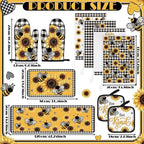 Fourluoo 10 Pcs Bee Kitchen Decor Set Kitchen Towels Rugs Oven Mitts and Pot - Image 3