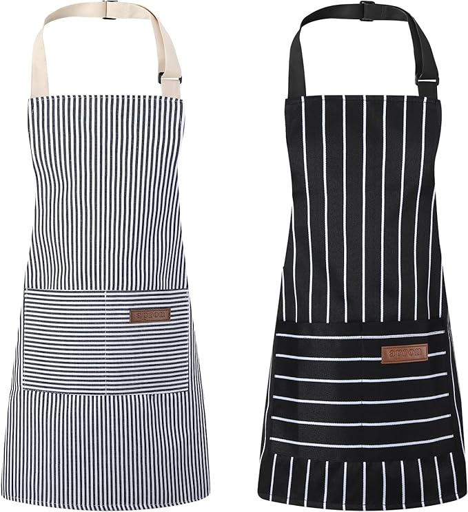 2 Pack Stripes Kids Apron, Kids Cooking Aprons by XLSXEXCL