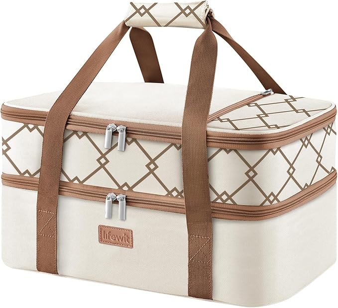 Lifewit Insulated Double Decker Casserole Carrier, Lasagna Lugger Holder by Lifewit