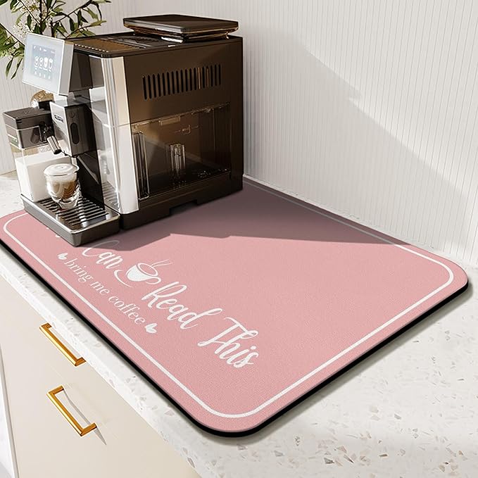 Coffee Bar Mat for Countertops 18inx24in, Absorbent Hide Stain Anti-Slip Cafe by Kuyig+Home