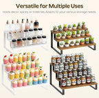 YATINEY Spice Rack, 3 Tier Wooden Display Riser Stand, Kitchen Storage Organizer - Image 5