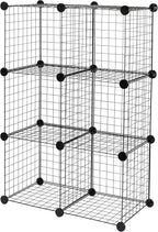 Amazon Basics 6-Cube Wire Grid Stackable Storage Organizer, Metal Shelving Unit by AmazonBasics