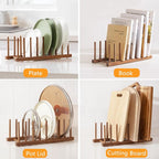 HBlife Acacia Wooden Dish Dying Rack Pot Lid Plate Organizer Holder - Image 8