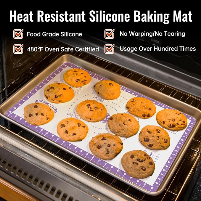 Non Stick Silicone Pastry Mat for Dough Rolling, Silicone Baking Mat for Bread - Image 5