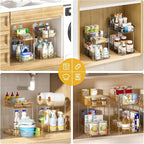 Delamu 2-Tier Under Sink Organizers and Storage, Pull Out Kitchen Pantry - Image 4