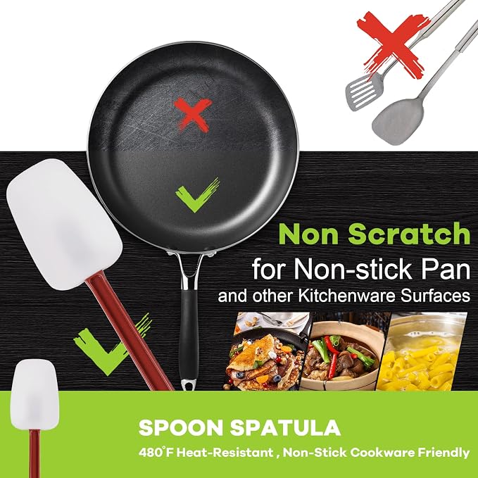 Commercial Spoonula Rubber Spatula Set, High Heat Spatula Spoon 16 Inches - Image 3