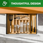 Simple Trending Bamboo Kitchen Drawer Organizer, Expandable Silverware Organizer - Image 5