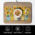 Sunflower Dish Drying Mat for Kitchen 18x24 Inch Counter Rustic Vintage Floral - Image 4