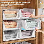 SNSLXH 5 Pack Stackable Closet Storage Basket, Space-Saving Clothes Storage - Image 6