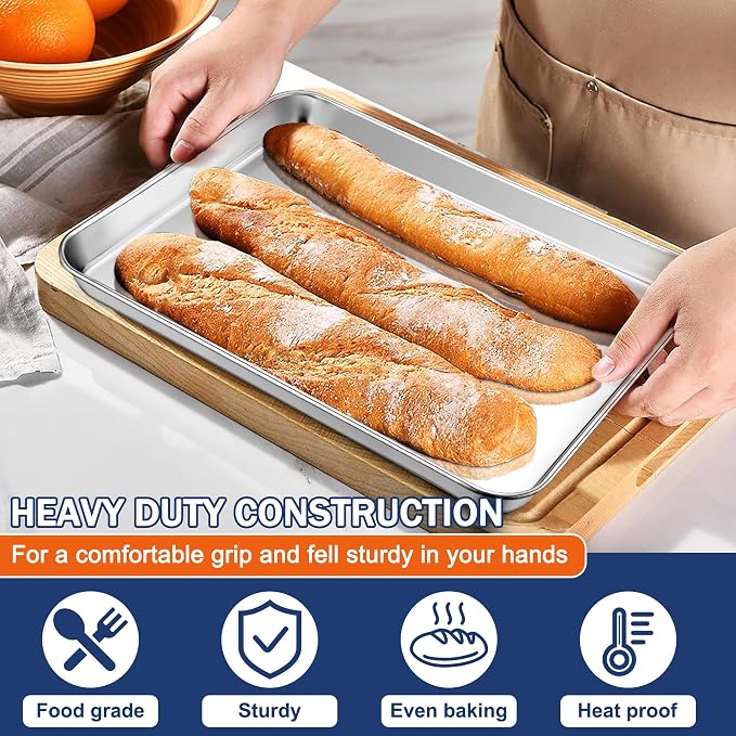 P&P CHEF 12.5 Inch Baking Cookie Sheet, Oven Pan Tray Stainless Steel Sheet Pan - Image 6