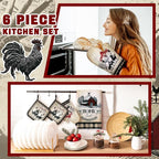 Leinuosen 6 Barn Farm Farmhouse Kitchen Decor Dish Towels Oven Mitts and Pot - Image 4