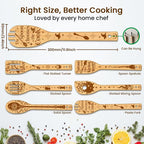 CUTHOLLOW 6PCS Magic Element Wooden Kitchen Cooking Utensil Set, 11.9in Non - Image 2