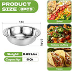 8 PCS Stainless Steel Mixing Bowls 13 Inch 8 Qt Extra Large Metal Basin - Image 2
