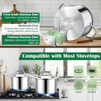 E-far 10-Piece Stainless Steel Cookware Set, Induction Pots and Pans Set - Image 3