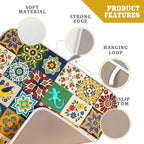 Giwawa Mexican Tile Dish Drying Mat 16"x18" Talavera Boho Floral Print Dish - Image 3