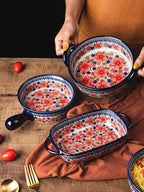 Vintage Style Cherry Blossom Flowers Pottery Bakeware Ceramic Casserole Dish - Image 7